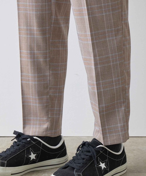 JUNRED（ジュンレッド）の「クラシックグレンチェックスリムパンツ（スラックス・メンズ・ブラウン/グレー・LL/S/M/L）」の6枚目の写真