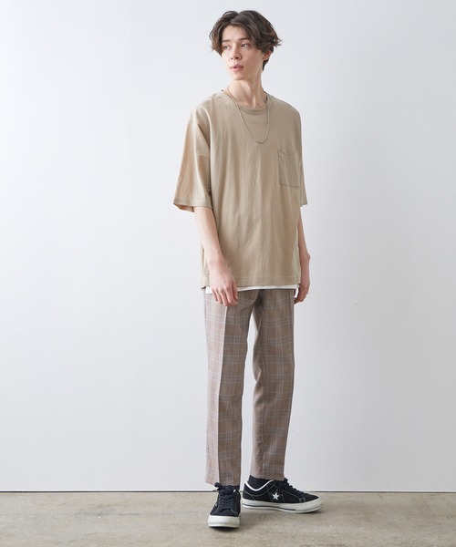 JUNRED（ジュンレッド）の「クラシックグレンチェックスリムパンツ（スラックス・メンズ・ブラウン/グレー・LL/S/M/L）」の5枚目の写真