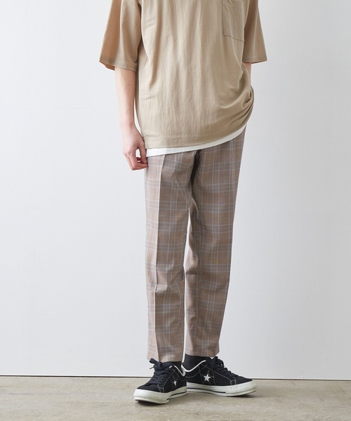 JUNRED（ジュンレッド）の「クラシックグレンチェックスリムパンツ（スラックス・メンズ・ブラウン/グレー・LL/S/M/L）」の3枚目の写真