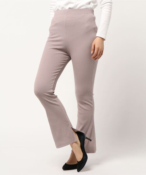 KOBE LETTUCE（コウベレタス）の「低身長・高身長サイズあり　選べる3丈　サイドスリットリブフレアレギンスパンツ（レギンス/スパッツ・レディース・ベージュ/ピンク系その他/ブルー系その他/ダークブラウン/ブラック/チャコールグレー/グリーン/グレイッシュベージュ/ブラック系その他2/キャメル/オリーブ/ホワイト系その他/グレー系/グリーン系/ベージュ系/ミント/パープル系/ネイビー/サックスブルー系/杢グレー・1/2/3/L1/L2/L3）」の20枚目の写真