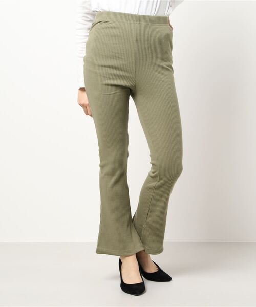 KOBE LETTUCE（コウベレタス）の「低身長・高身長サイズあり　選べる3丈　サイドスリットリブフレアレギンスパンツ（レギンス/スパッツ・レディース・ベージュ/ピンク系その他/ブルー系その他/ダークブラウン/ブラック/チャコールグレー/グリーン/グレイッシュベージュ/ブラック系その他2/キャメル/オリーブ/ホワイト系その他/グレー系/グリーン系/ベージュ系/ミント/パープル系/ネイビー/サックスブルー系/杢グレー・1/2/3/L1/L2/L3）」の11枚目の写真