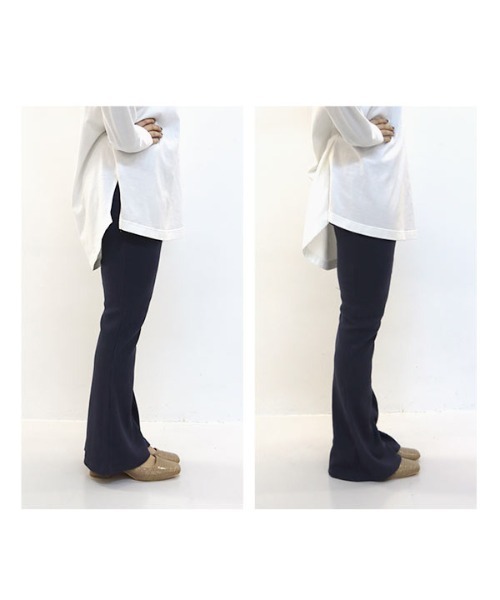 KOBE LETTUCE（コウベレタス）の「低身長・高身長サイズあり　選べる3丈　サイドスリットリブフレアレギンスパンツ（レギンス/スパッツ・レディース・ベージュ/ピンク系その他/ブルー系その他/ダークブラウン/ブラック/チャコールグレー/グリーン/グレイッシュベージュ/ブラック系その他2/キャメル/オリーブ/ホワイト系その他/グレー系/グリーン系/ベージュ系/ミント/パープル系/ネイビー/サックスブルー系/杢グレー・1/2/3/L1/L2/L3）」の21枚目の写真