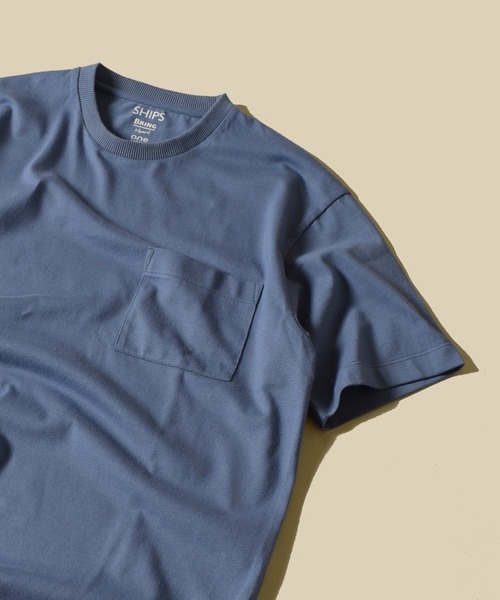 SHIPS（シップス）の「SC: BRING Material×オーガニックコットン クルーネック Tシャツ（Tシャツ/カットソー・メンズ・ホワイト/ベージュ/ネイビー/グリーン/ロイヤルブルー・SMALL/MEDIUM/LARGE/X-LARGE）」の2枚目の写真