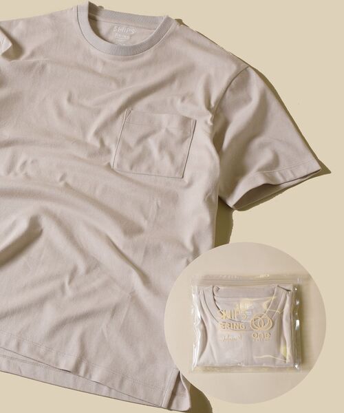 SHIPS（シップス）の「SC: BRING Material×オーガニックコットン クルーネック Tシャツ（Tシャツ/カットソー・メンズ・ホワイト/ベージュ/ネイビー/グリーン/ロイヤルブルー・SMALL/MEDIUM/LARGE/X-LARGE）」の6枚目の写真