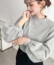 【累計販売枚数4万枚突破!】綿100%無地&ボーダー モックネックボリュームスリーブロンT