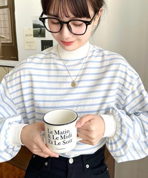 【累計販売枚数4万枚突破！】綿100％無地＆ボーダー モックネックボリュームスリーブロンT