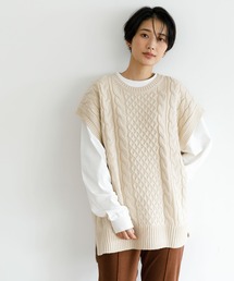 koe | 【2020AW】【S・Mサイズ対応】ケーブルニットベスト〇(ニット/セーター)