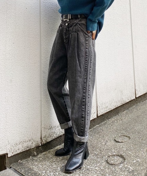 PAGEBOY(ページボーイ)の「エルゴノミックジーンズ(デニムパンツ・レディース・ブラック系その他/ケミカルウォッシュ・25inch/26inch)」の2枚目の写真