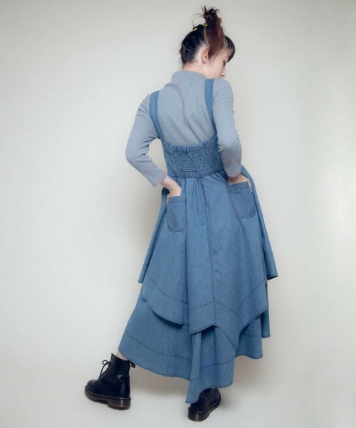 Candy Stripper(キャンディストリッパー)の「DENIM BUSTIER ワンピース(ワンピース・レディース・インディゴブルー/ブラック・1/2)」の10枚目の写真