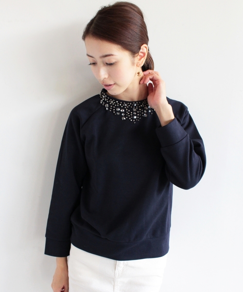 BEAUTY&YOUTH UNITED ARROWS(ビューティーアンドユースユナイテッドアローズ)の「BYTF ダンボール ビジュープルオーバー ◆(Tシャツ/カットソー・レディース・ライトグレー/ネイビー/ホワイト・フリー)」の3枚目の写真