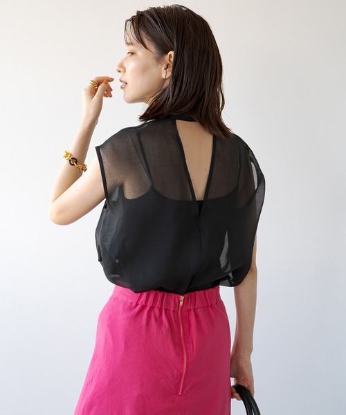 LOUNGEDRESS(ラウンジドレス)の「シアーフレンチブラウス(シャツ/ブラウス・レディース・ブラック/イエロー・FREE)」の7枚目の写真