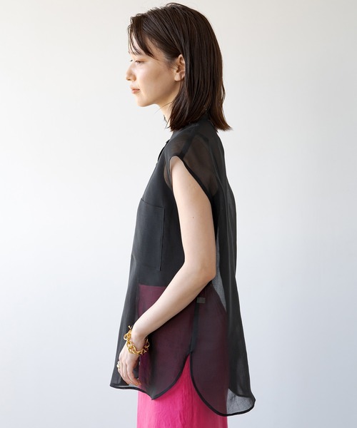 LOUNGEDRESS(ラウンジドレス)の「シアーフレンチブラウス(シャツ/ブラウス・レディース・ブラック/イエロー・FREE)」の4枚目の写真