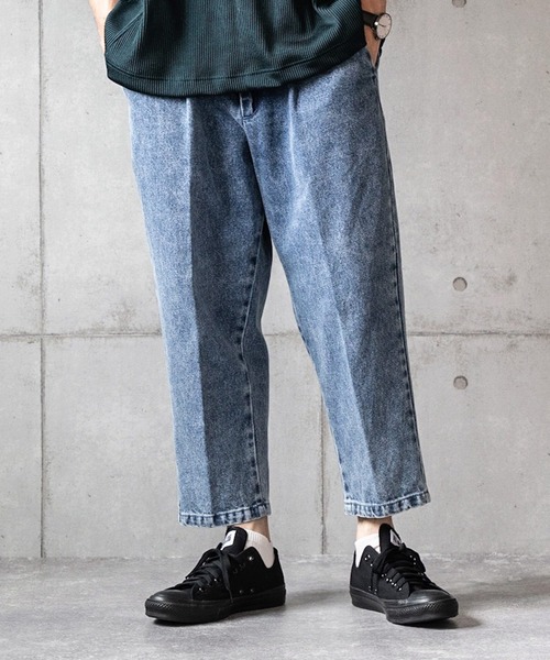 anown(アノン)の「ワイドクロップドデニムパンツ【ファッションインフルエンサー しゅんたろー×anown 限定コラボ】(デニムパンツ・メンズ・ライトブルー/ブルー・M/L)」の1枚目の写真