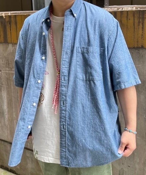 BEAMS（ビームス）の「BEAMS / 5分袖 イージー ボタンダウンシャツ（シャツ/ブラウス・メンズ・ブルー系その他4/その他/ホワイト・MEDIUM/X-LARGE/SMALL/LARGE）」の2枚目の写真