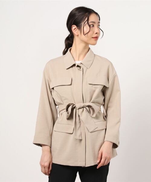 NANO universe（ナノユニバース）の「サファリジャケット（ミリタリージャケット・レディース・ライトベージュ/カーキ・FREE）」の2枚目の写真
