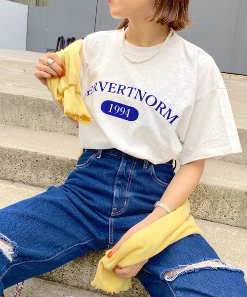 WHO'S WHO gallery（フーズフーギャラリー）の「PTN1994 TEE（Tシャツ/カットソー・レディース・ブルー/レモンイエロー/グリーン/オートミール/チャコールグレー・FREE）」の8枚目の写真
