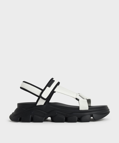 CHARLES & KEITH（チャールズ & キース）の「グログラン スポーツサンダル / Grosgrain Sports Sandals（サンダル・レディース・ホワイト/ブラック/グリーン系その他・22.5cm/25cm/25.5cm/23.5cm/23cm/24.5cm）」の2枚目の写真