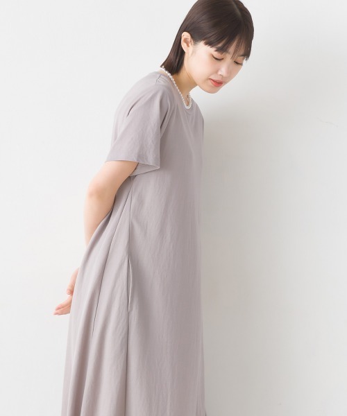 セール】接触冷感レーヨンナイロンラインフレアワンピース