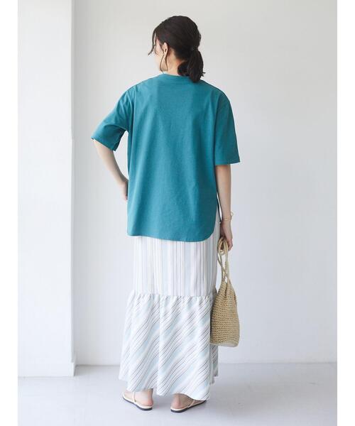 Green　Parks（グリーンパークス）の「ストライプ切替ロングスカート＊（スカート・レディース・サックスブルー/ライトベージュ・FREE）」の17枚目の写真