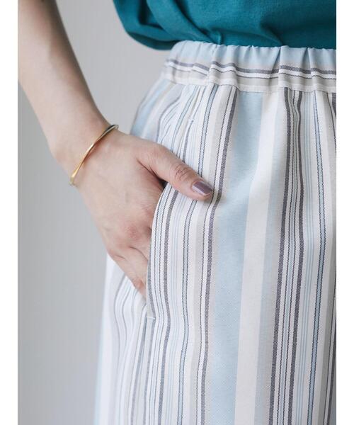 Green　Parks（グリーンパークス）の「ストライプ切替ロングスカート＊（スカート・レディース・サックスブルー/ライトベージュ・FREE）」の20枚目の写真