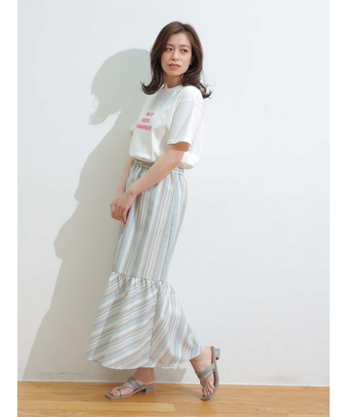 Green Parks(グリーンパークス)の「ストライプ切替ロングスカート Green Parks(グリーンパークス)の「ストライプ切替ロングスカート