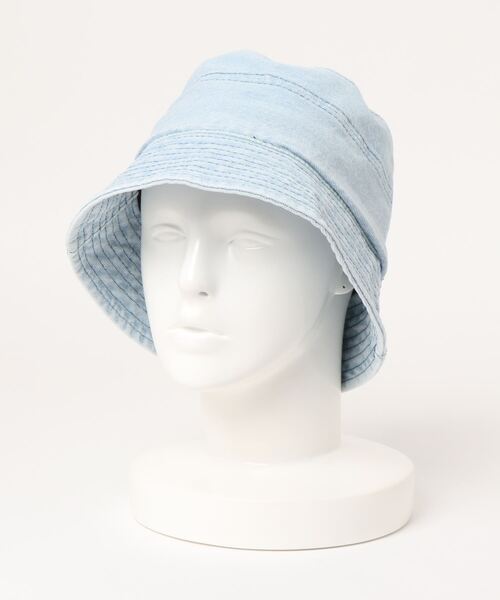 ammy.（エイミードット）の「【 ammy. / エイミードット 】 デニム ライン ディープ バケット ハット（ハット・レディース・ブラック/ライトインディゴブルー/ダークインディゴブルー・FREE）」の4枚目の写真