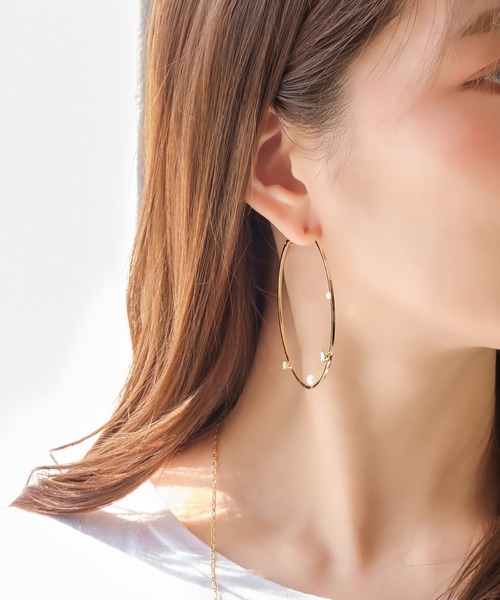 Phoebe（フィービィー）の「スプラッシュビックフープピアス（ピアス（両耳用）・レディース・ホワイト/クリア・FREE）」の14枚目の写真