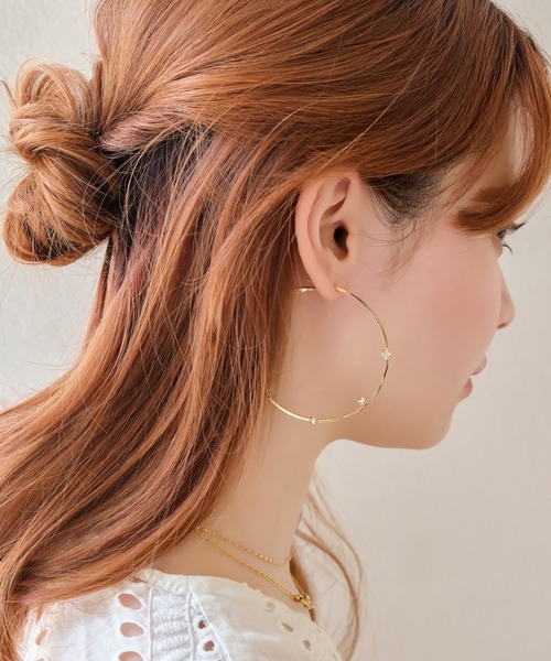 Phoebe（フィービィー）の「スプラッシュビックフープピアス（ピアス（両耳用）・レディース・ホワイト/クリア・FREE）」の18枚目の写真