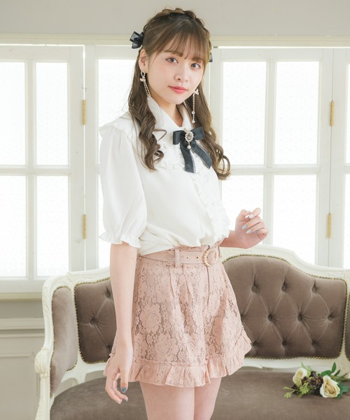レトロ ブラウス 半袖 チェック フリル 丸エリ 可愛い ピンク ホワイト フリル襟BL|RETRO GIRL | RETRO GIRL ONLINE STORE レトロガール