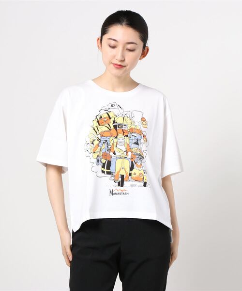 MANASTASH（マナスタッシュ）の「MANASTASH/マナスタッシュ　Ws BENLAMB VESPA TEE 　ベンラムＴ（Tシャツ/カットソー・レディース・ホワイト/ブラック・MEDIUM）」の2枚目の写真