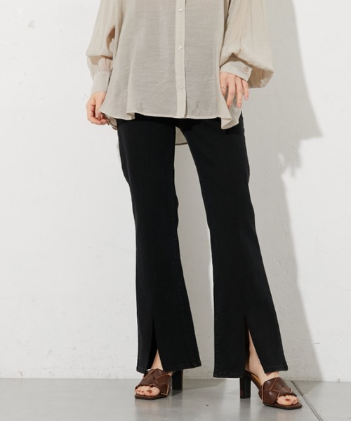 prose verse（プロズヴェール）の「コットンPUセンタースリットパンツ（その他パンツ・レディース・アイボリー/サックスブルー/ブラック・ﾌﾘ-）」の2枚目の写真