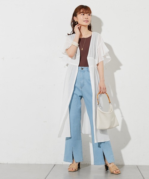 prose verse（プロズヴェール）の「コットンPUセンタースリットパンツ（その他パンツ・レディース・アイボリー/サックスブルー/ブラック・ﾌﾘ-）」の12枚目の写真