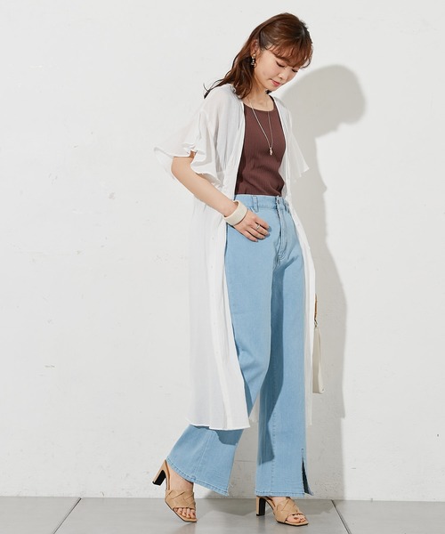 prose verse（プロズヴェール）の「コットンPUセンタースリットパンツ（その他パンツ・レディース・アイボリー/サックスブルー/ブラック・ﾌﾘ-）」の6枚目の写真