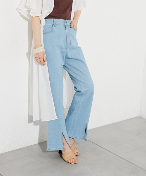 prose verse（プロズヴェール）の「コットンPUセンタースリットパンツ（その他パンツ・レディース・アイボリー/サックスブルー/ブラック・ﾌﾘ-）」の7枚目の写真