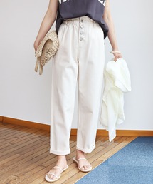 andme | コットンツイルギャザーウエストストレートパンツ(チノパンツ)