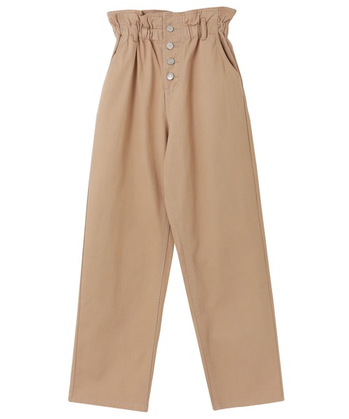 andme（アンドミー）の「コットンツイルギャザーウエストストレートパンツ（チノパンツ・レディース・アイボリー/ブラック/サンドベージュ/ライトカーキ・S/M/L）」の5枚目の写真