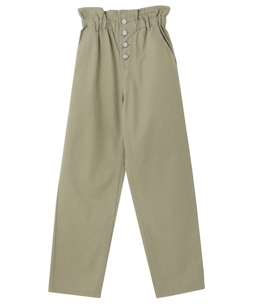 andme（アンドミー）の「コットンツイルギャザーウエストストレートパンツ（チノパンツ・レディース・アイボリー/ブラック/サンドベージュ/ライトカーキ・S/M/L）」の7枚目の写真