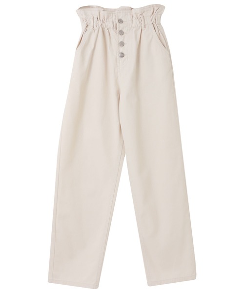 andme（アンドミー）の「コットンツイルギャザーウエストストレートパンツ（チノパンツ・レディース・アイボリー/ブラック/サンドベージュ/ライトカーキ・S/M/L）」の8枚目の写真