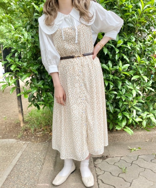 nemne store(ネンネストア)の「風がふく花柄アウトキャミワンピース(ワンピース・レディース・イエロー/アイボリー・フリー)」の1枚目の写真
