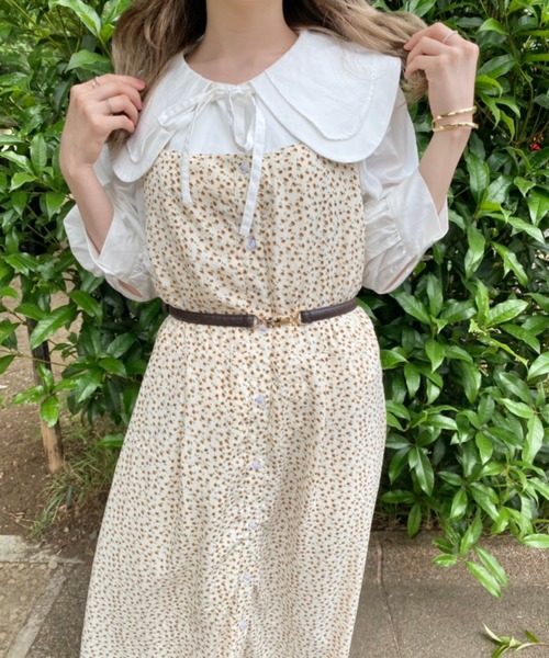 nemne store(ネンネストア)の「風がふく花柄アウトキャミワンピース(ワンピース・レディース・イエロー/アイボリー・フリー)」の11枚目の写真