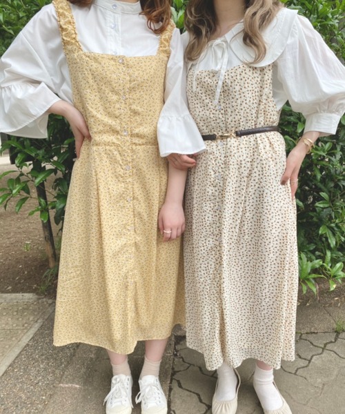 nemne store(ネンネストア)の「風がふく花柄アウトキャミワンピース(ワンピース・レディース・イエロー/アイボリー・フリー)」の7枚目の写真