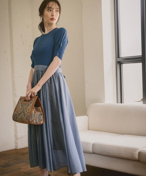 Andemiu（アンデミュウ）の「【WEB限定】エアリードッキングワンピース954588（ワンピース・レディース・カーキ/ブルー/パープル・FREE）」の4枚目の写真