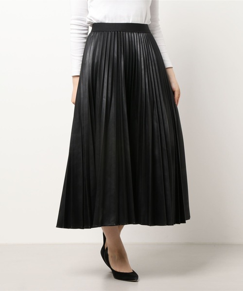 nina mew（ニーナミュウ）の「フェイクレザープリーツスカート（スカート・レディース・ブラック/ブラウン・FREE）」の2枚目の写真