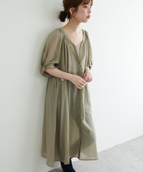 natural couture（ナチュラルクチュール）の「【WEB限定】ねじり袖２WAYシャツワンピース（ワンピース・レディース・ブラック/ピンク/カーキ/ブルー/アイボリー・FREE）」の14枚目の写真