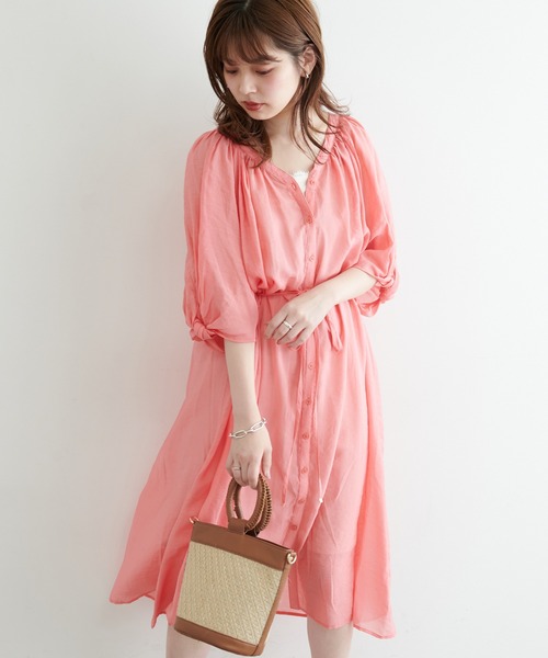 natural couture（ナチュラルクチュール）の「【WEB限定】ねじり袖２WAYシャツワンピース（ワンピース・レディース・ブラック/ピンク/カーキ/ブルー/アイボリー・FREE）」の22枚目の写真