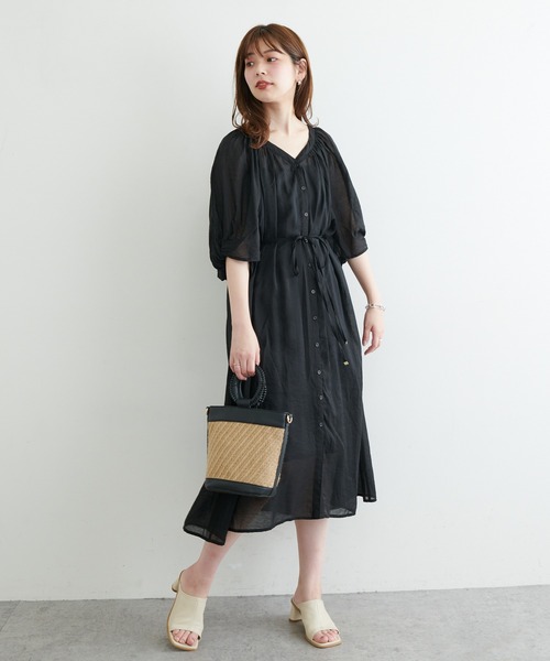 natural couture（ナチュラルクチュール）の「【WEB限定】ねじり袖２WAYシャツワンピース（ワンピース・レディース・ブラック/ピンク/カーキ/ブルー/アイボリー・FREE）」の12枚目の写真