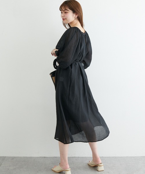 natural couture（ナチュラルクチュール）の「【WEB限定】ねじり袖２WAYシャツワンピース（ワンピース・レディース・ブラック/ピンク/カーキ/ブルー/アイボリー・FREE）」の13枚目の写真