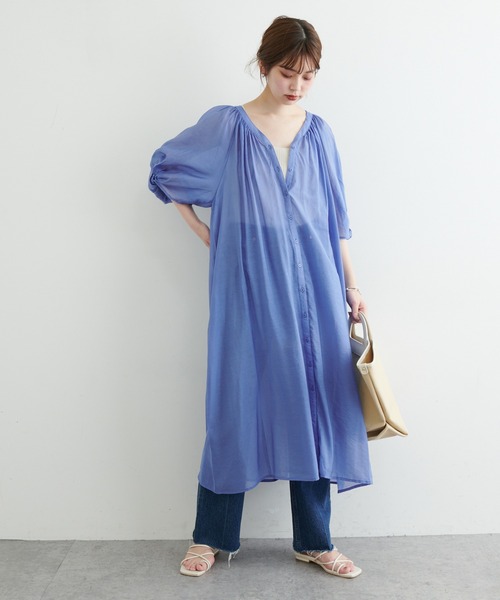 natural couture（ナチュラルクチュール）の「【WEB限定】ねじり袖２WAYシャツワンピース（ワンピース・レディース・ブラック/ピンク/カーキ/ブルー/アイボリー・FREE）」の20枚目の写真