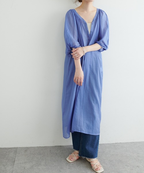 natural couture（ナチュラルクチュール）の「【WEB限定】ねじり袖２WAYシャツワンピース（ワンピース・レディース・ブラック/ピンク/カーキ/ブルー/アイボリー・FREE）」の18枚目の写真