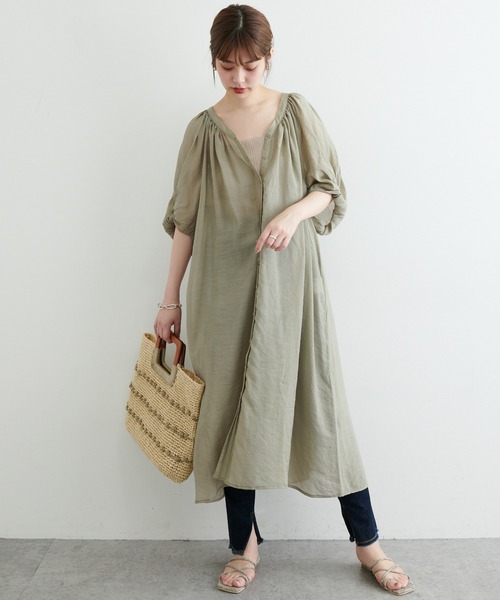 natural couture（ナチュラルクチュール）の「【WEB限定】ねじり袖２WAYシャツワンピース（ワンピース・レディース・ブラック/ピンク/カーキ/ブルー/アイボリー・FREE）」の17枚目の写真